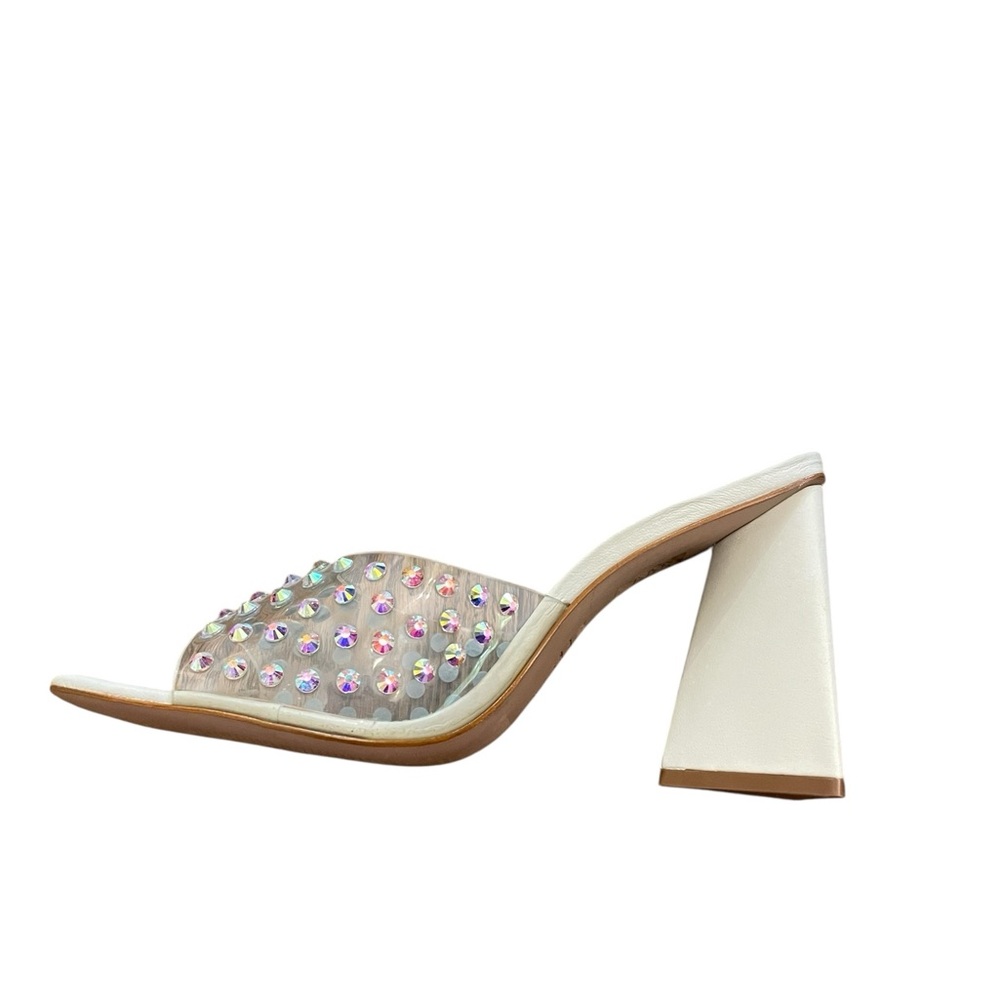 Schutz Lizah Crystal Block Heels Ivory - Picture 9 of 16